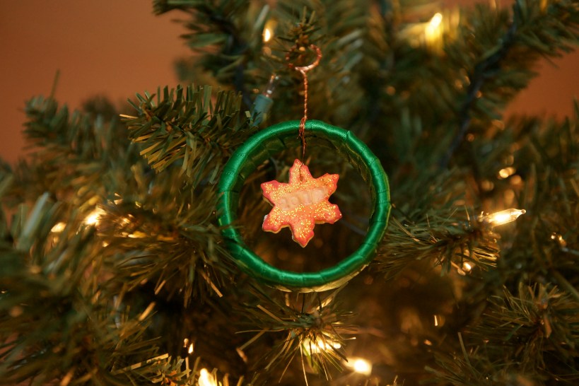 2012 snowflake ornament on tree